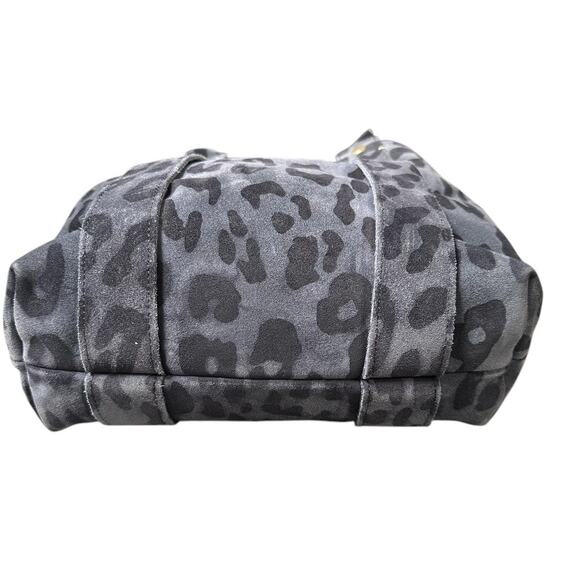CLARE V Suede Leopard Print Tote Shoulder Bag Gray Black Animal Print - Picture 3 of 9